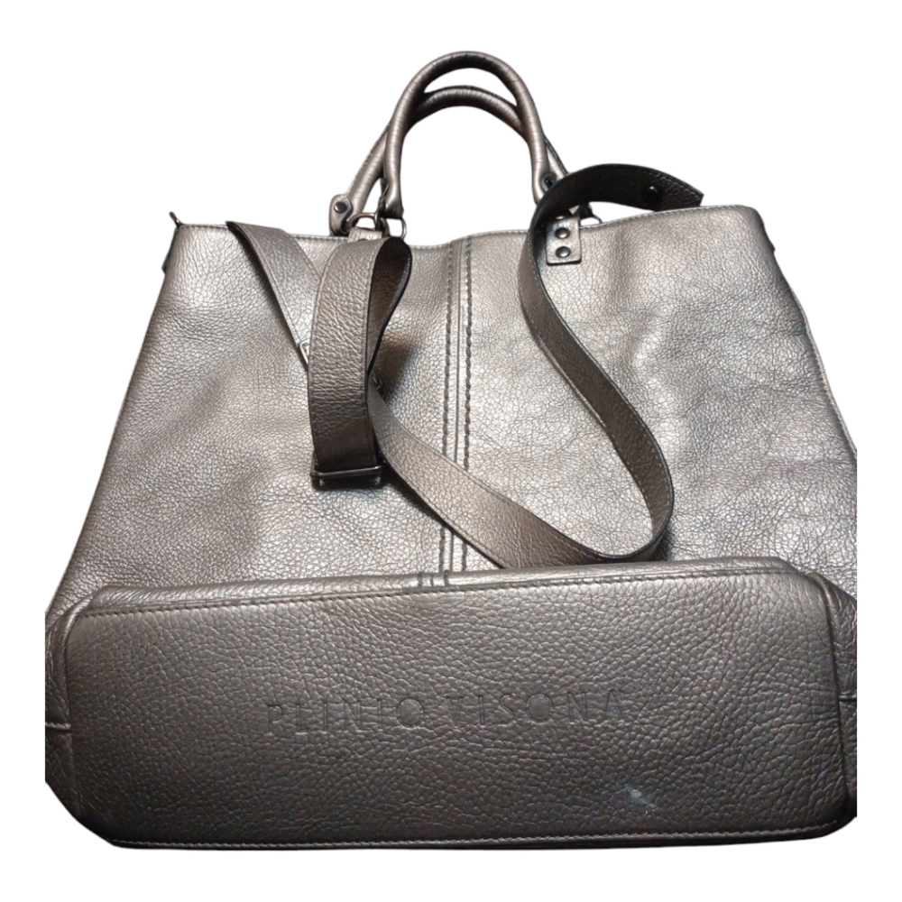 Plinio Visona Leather Silver Crossbody Handbag, Great Condition!